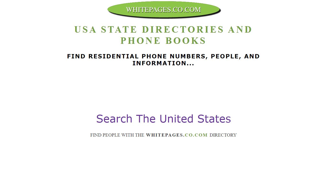 White Pages Directory - Search the USA by State